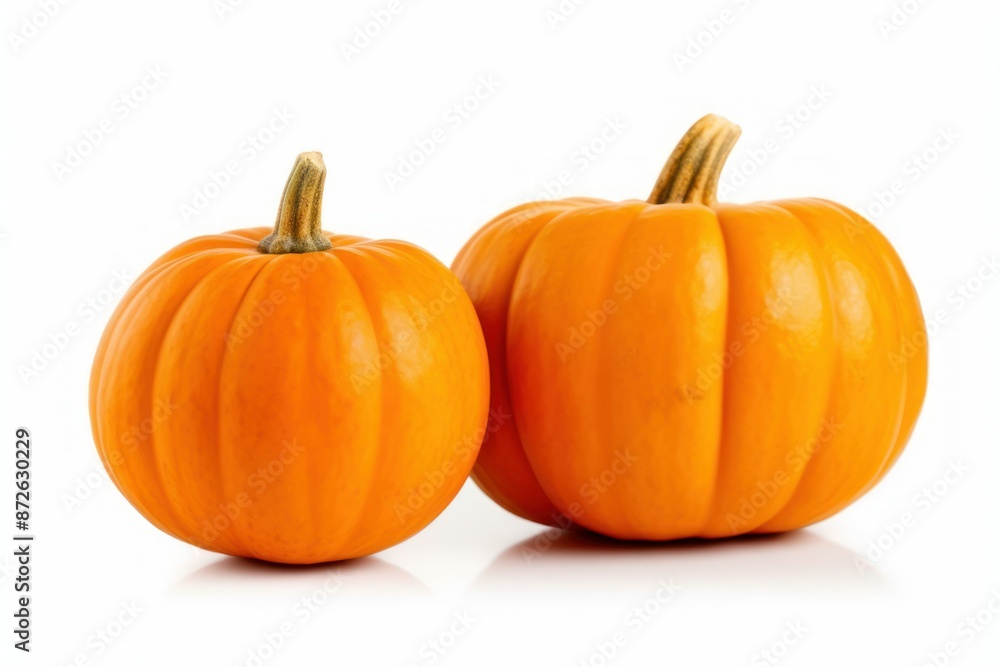 Two Fresh Pumpkins on White Background Two Fresh Pumpkins on White Background