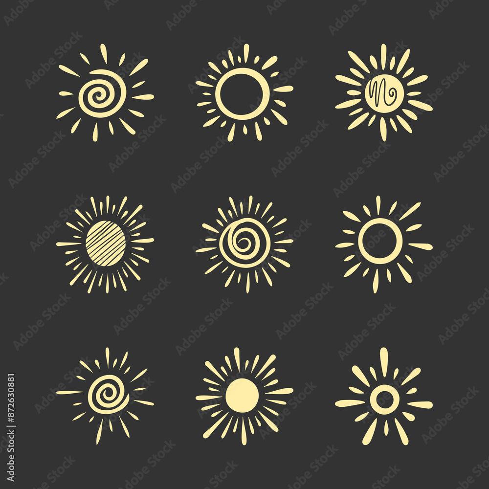 Hand drawn doodle sun. Design element. Hand drawn doodle sun. Design element.