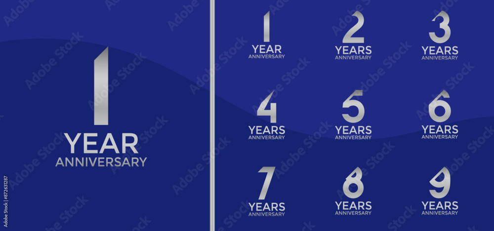 anniversary logo style set with silver color and slash can be use for celebration moment anniversary logo style set with silver color and slash can be use for celebration moment
