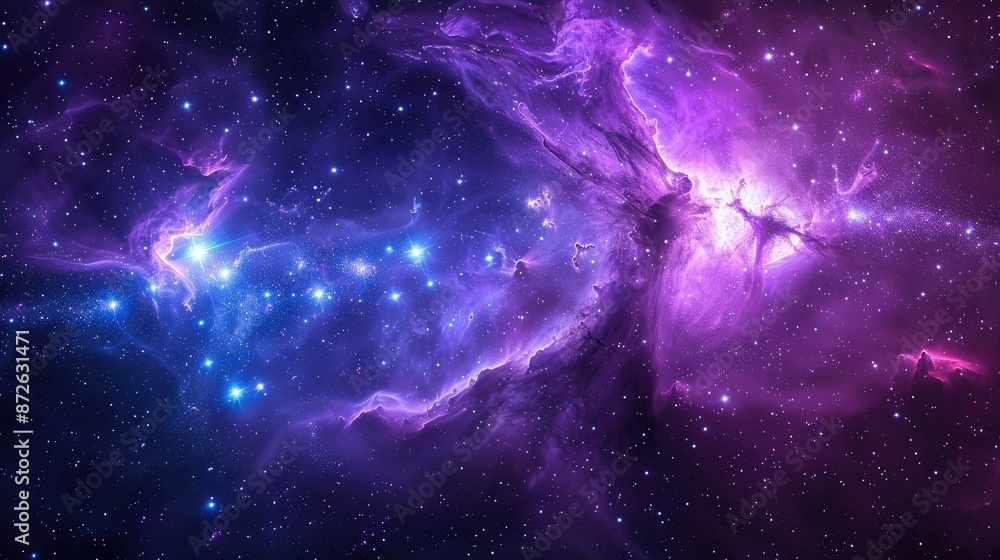 Purple and blue stars in a space background Purple and blue stars in a space background
