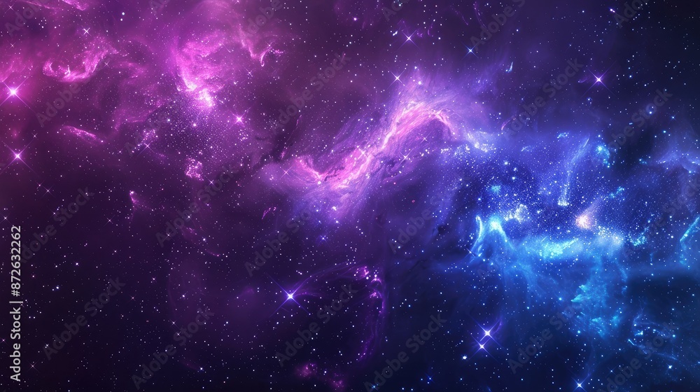 Purple and blue stars in a space background Purple and blue stars in a space background