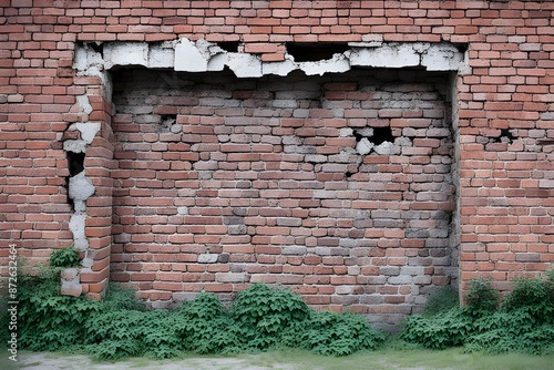 Destroyed brick wall