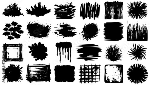 A painting of black brush strokes on a white surface