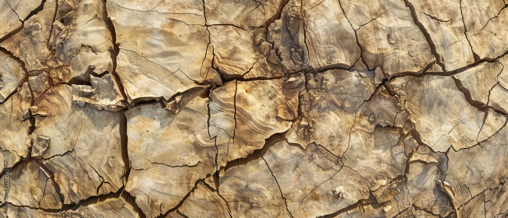 Panoramic close-up, high detail scan of cracked earth material, Generative AI Panoramic close-up, high detail scan of cracked earth material, Generative AI