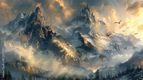 Towering mountains standing in majestic splendor