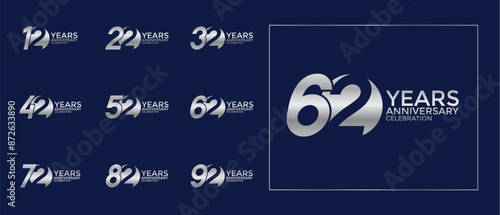 anniversary logo style set with silver color can be use for celebration moment