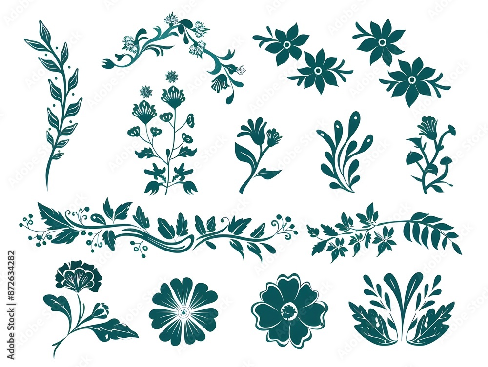 Fototapeta premium set of floral elements