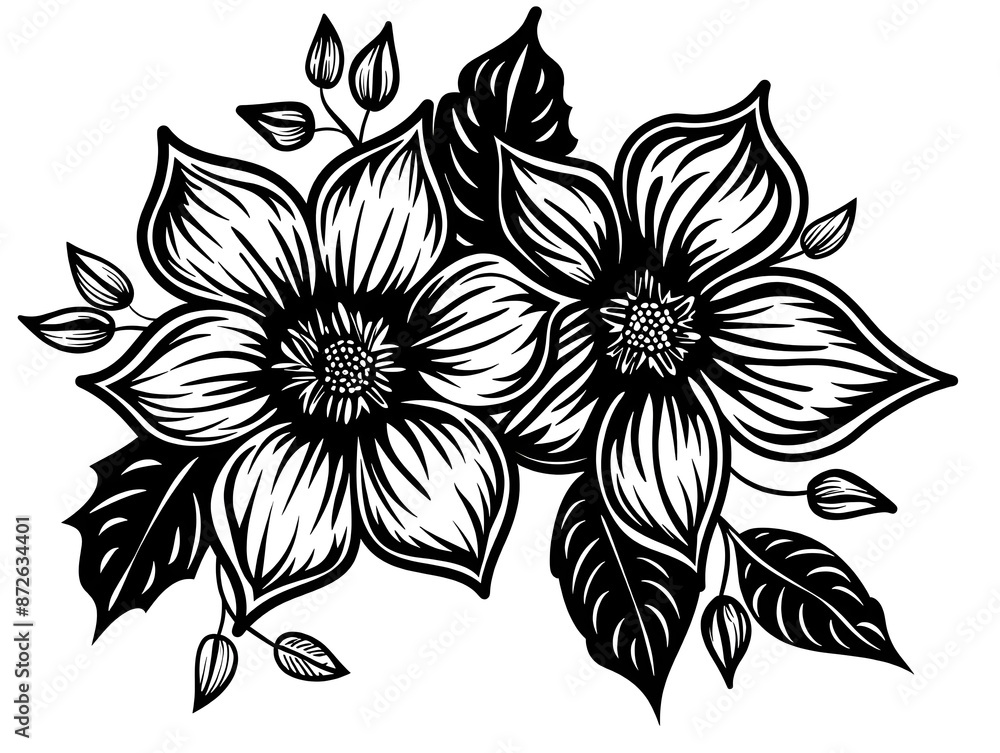 Obraz premium black and white flower isolated