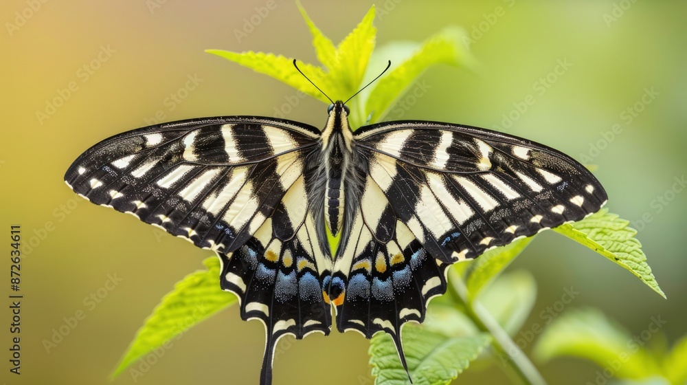 A butterfly is sitting on a leaf. Generate AI A butterfly is sitting on a leaf. Generate AI