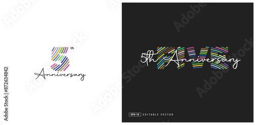 5th Anniversary Logo Design, Number 5 Vector Template.