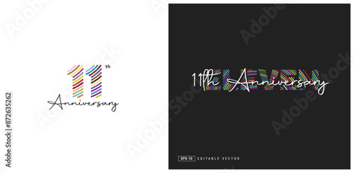 11th Anniversary Logo Design, Number 11 Vector Template.