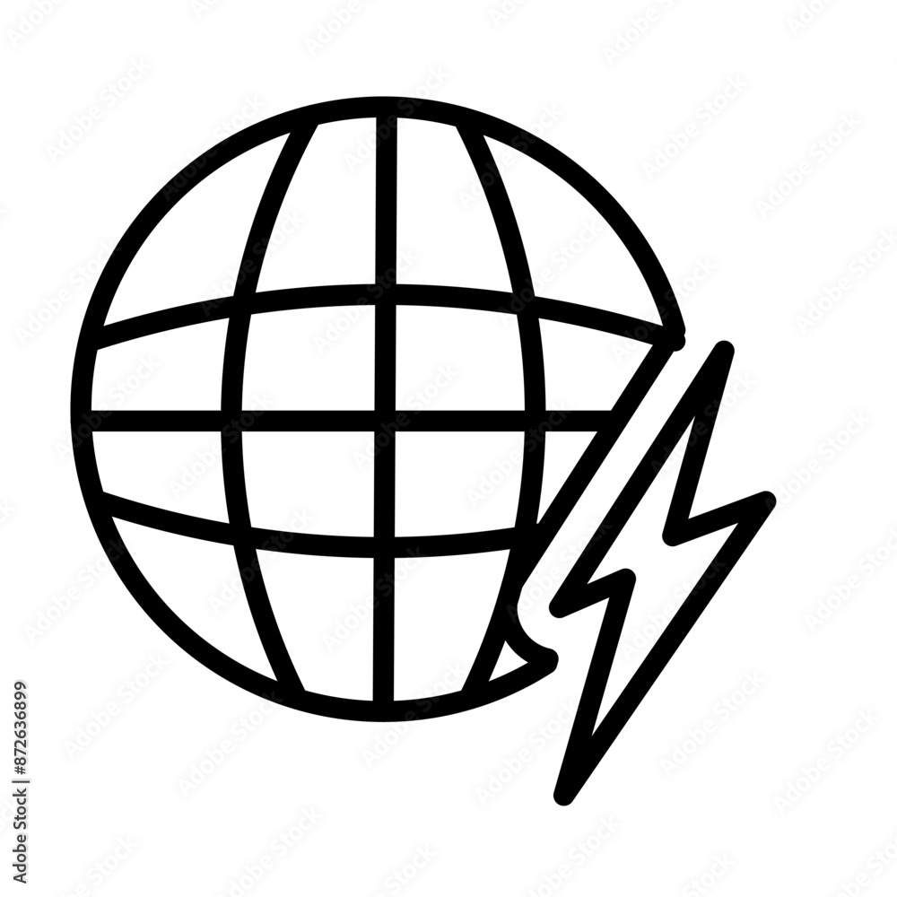 Global Energy Icon - Outline Icon, Editable Stroke, Suitable for Web, UI, Mobile Application Global Energy Icon - Outline Icon, Editable Stroke, Suitable for Web, UI, Mobile Application