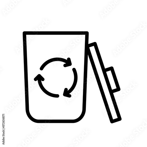 Recycled Waste Bin Icon - Outline Icon, Editable Stroke, Suitable for Web, UI, Mobile Application