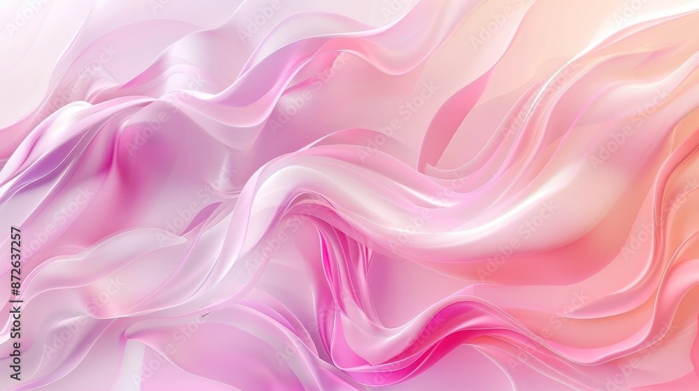Obraz premium Gradient soft background in pastel colors. Liquid dynamic shapes abstract composition. Fluid modern template for woman poster, Digital waves in shades of Pink ommercial advertising style images