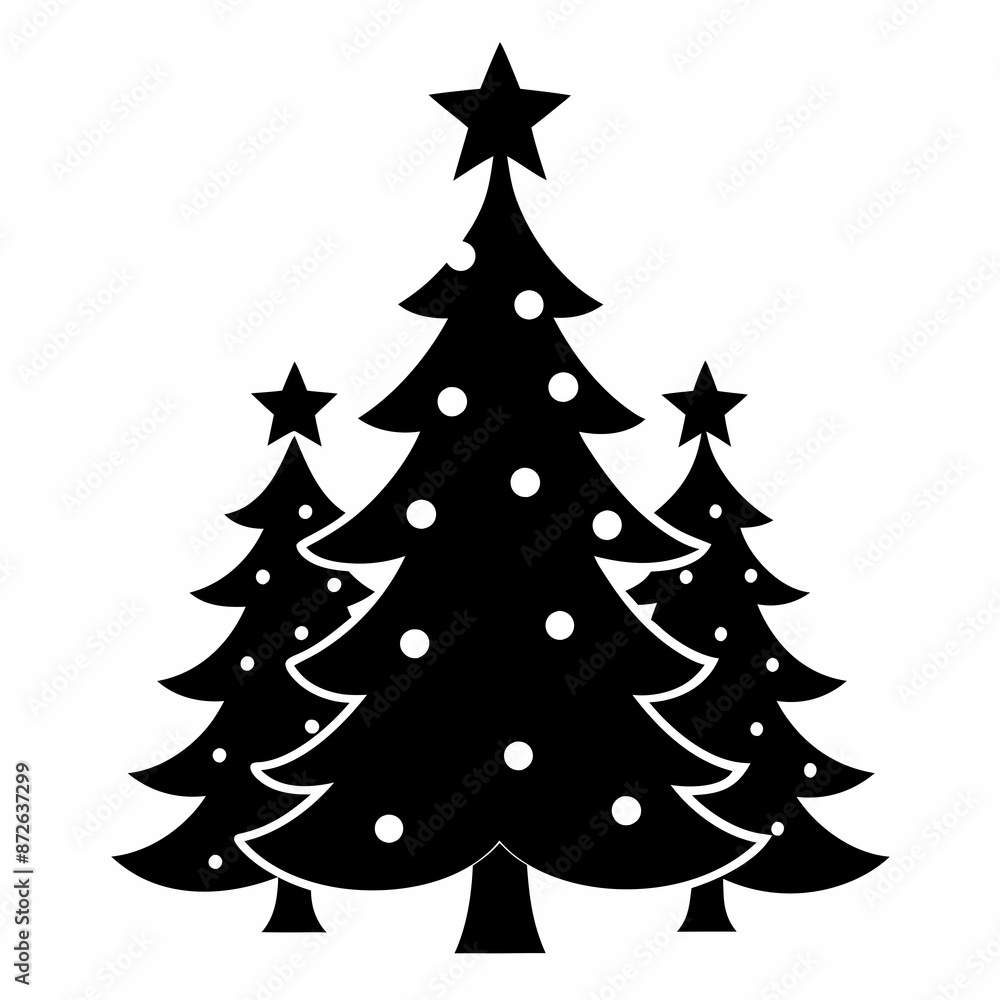 Obraz premium christma tree black vector silhouette