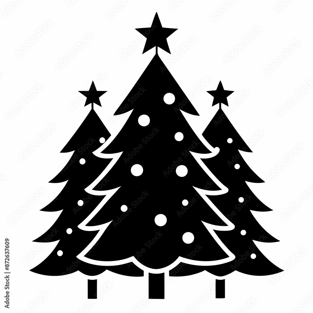 Fototapeta premium christma tree black vector silhouette