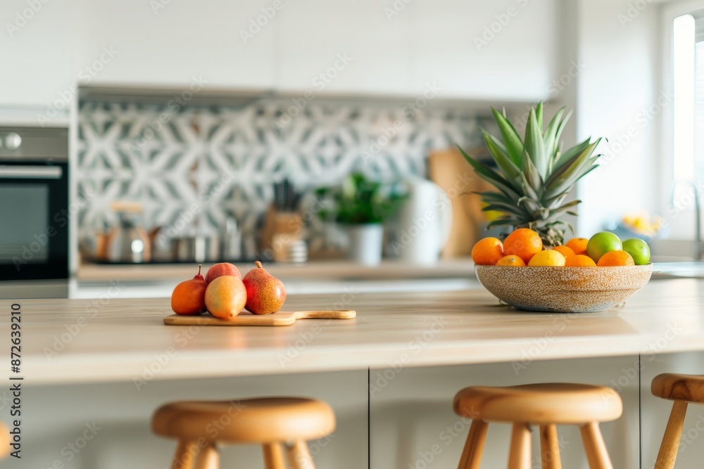 Modern Art Deco Kitchen Design with Sleek Cabinetry, Stylish Island, and Geometric Backsplash Tiles Modern Art Deco Kitchen Design with Sleek Cabinetry, Stylish Island, and Geometric Backsplash Tiles