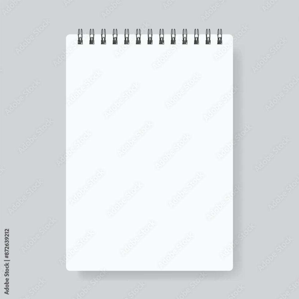 Blank spiral notebook with white pages, ready for notes or sketches. Vector Blank spiral notebook with white pages, ready for notes or sketches. Vector