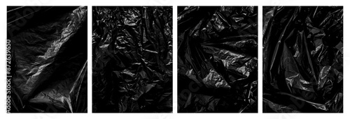 collection of plastic wrap texture for background and photo overlay effect. set of wrinkled plastic poster in stretched style