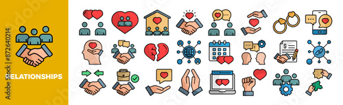 Relationships Icon Set For Design Elements, communication, people, woman, couple, support