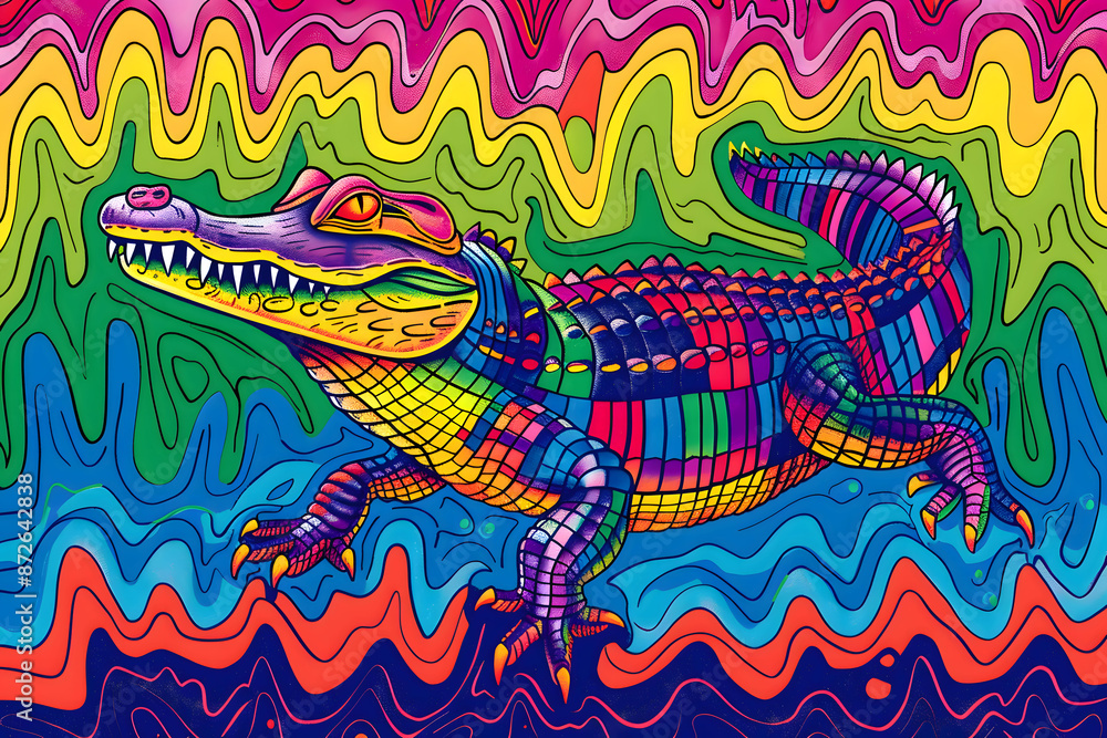 Crocodile in psychedelic colors Crocodile in psychedelic colors