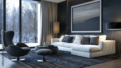 Cozy living room with dark ...