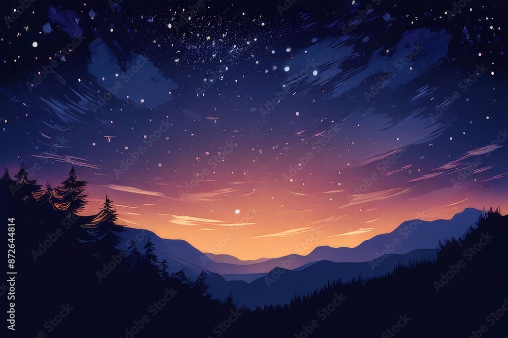 Naklejka premium an ai generated image, The night sky with the Milky Way clearly visible,