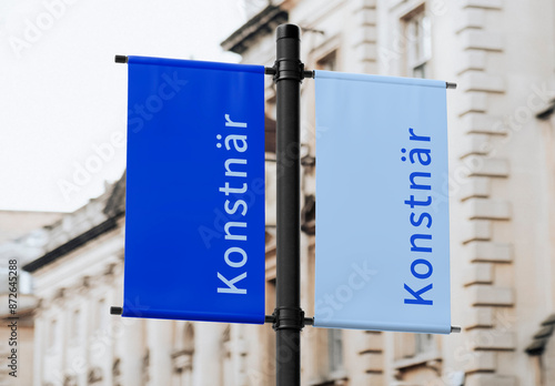 Double Pole Banner Mockup