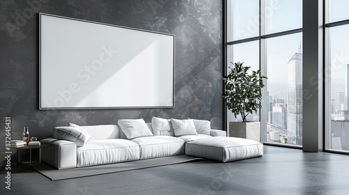 Modern living room with gre...