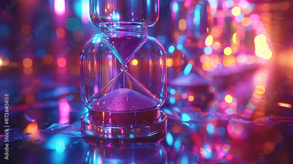 cool hourglass synthwave colors on black background cool hourglass synthwave colors on black background