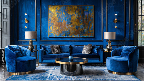 Elegant living room with bl...