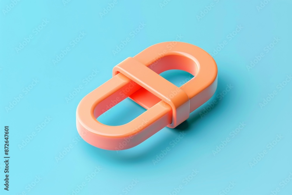 3D rendering of abstract attachment icon, ideal for use in digital interfaces and application 3D rendering of abstract attachment icon, ideal for use in digital interfaces and application