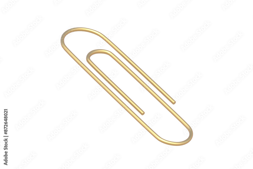 Golden paper clip isolated on white background. 3d render Golden paper clip isolated on white background. 3d render