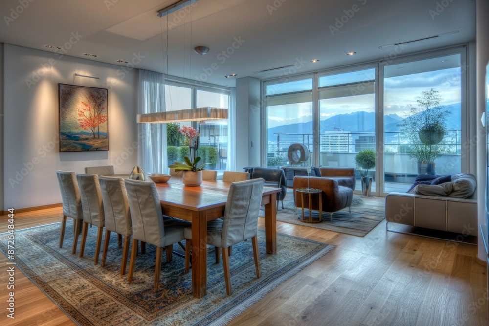 Dining room in a modern house. image. Dining room in a modern house. image.