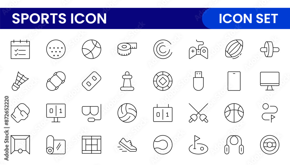 Sports and outdoor activities line icon set. Outline icon collection related to outdoor sports. Sports and outdoor activities line icon set. Outline icon collection related to outdoor sports.