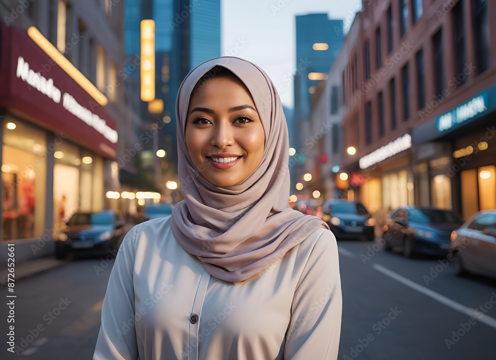 Modern Muslima in an urban setting Modern Muslima in an urban setting