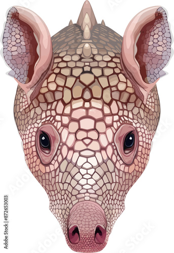 Armadillo frontal view vector isolated animal