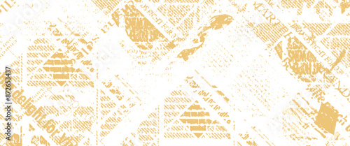 Vector old newspaper paper grunge vintage old aged texture with fragments of newspaper text background.	