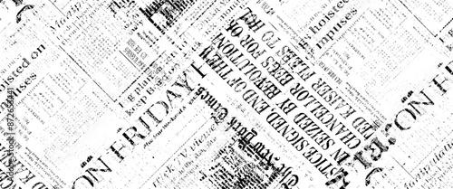 Obraz na płótnie Vector white and black newspaper paper grunge vintage old aged texture with fragments of newspaper text Transparent background. w salonie