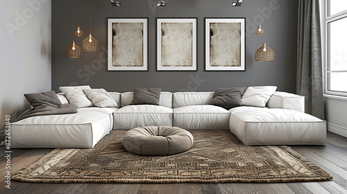 A minimalist living room wi...