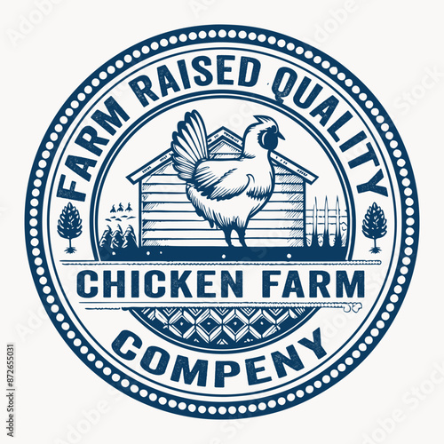 vintage chicken farm raised quality logo illustration