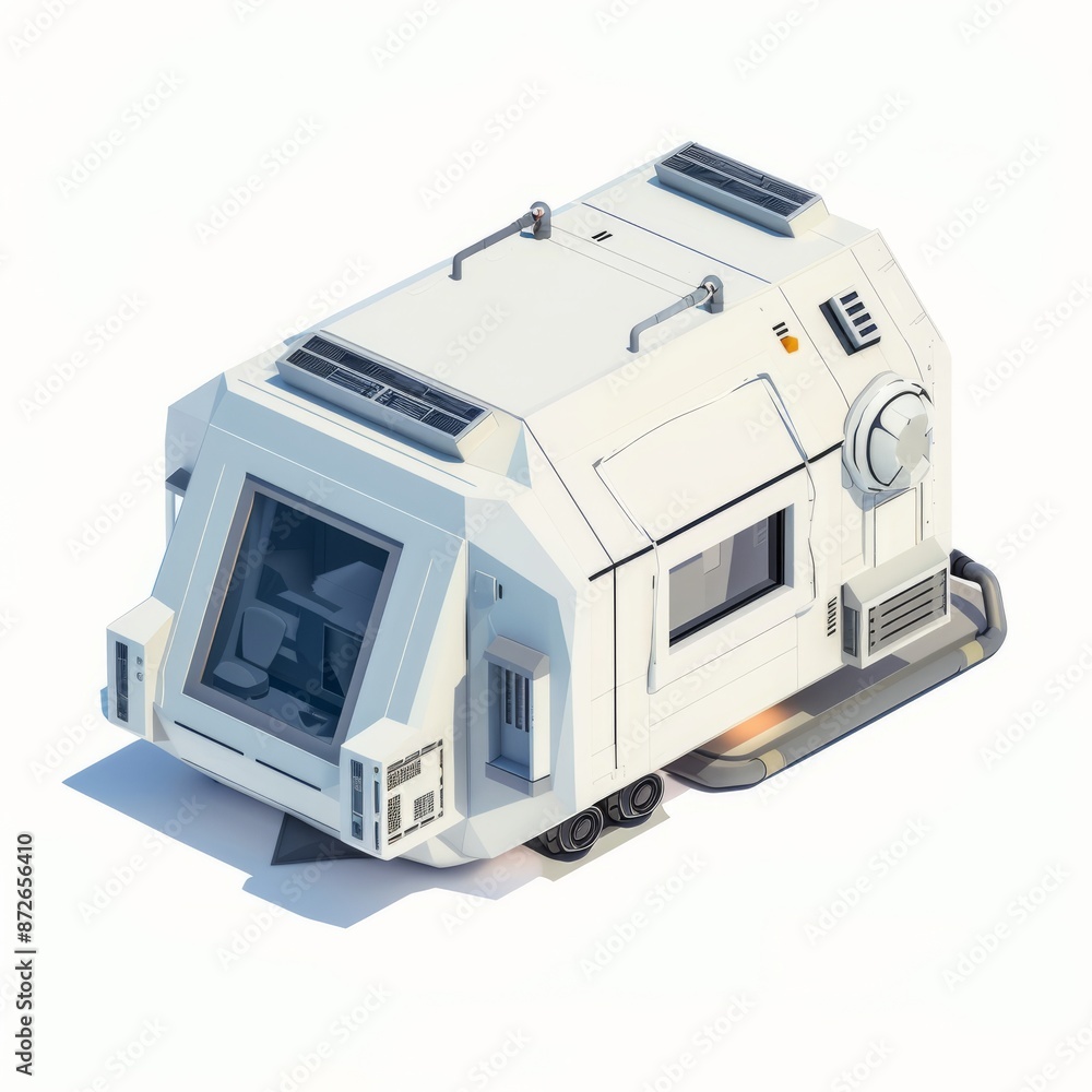 3D Render of an isometric space habitat module or living quarters, on isolated white background, Generative AI 3D Render of an isometric space habitat module or living quarters, on isolated white background, Generative AI