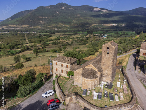 Romanesque church of San Martín de Oliván, Romanesque style around 1060, term of Biescas, Alto Gállego, Huesca, Spain photo