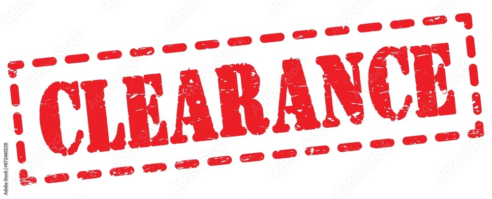CLEARANCE text written on red stamp sign.
