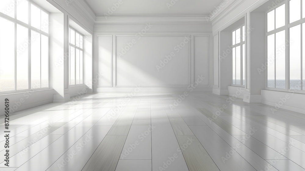 Fototapeta premium Background, white room. Generative AI.