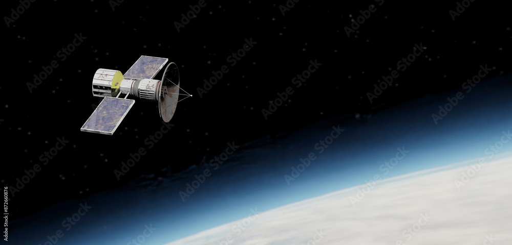 satellites, extraterrestrial orbits, communications satellites floating in the atmosphere 3D illustration, satellites, extraterrestrial orbits, communications satellites floating in the atmosphere 3D illustration,