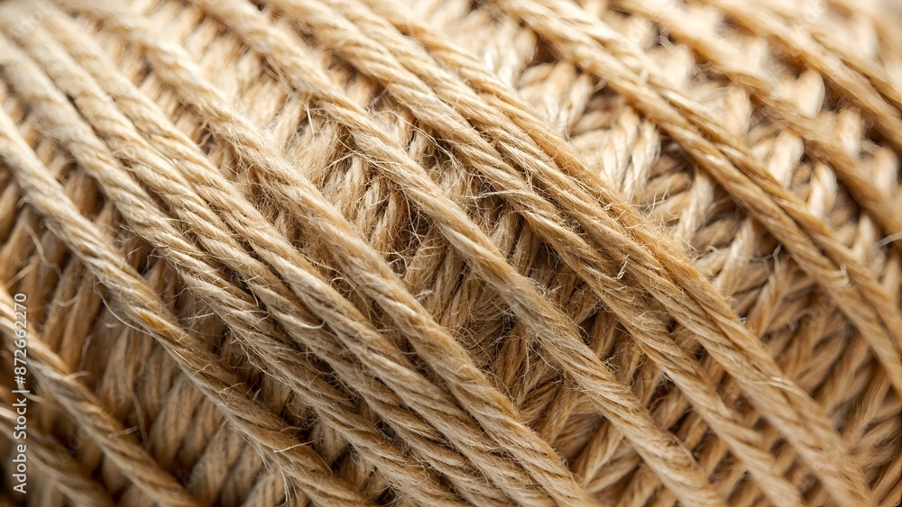 Bobine de fil en lin naturel biodégradable - Gros plan sur matière texturée Bobine de fil en lin naturel biodégradable - Gros plan sur matière texturée