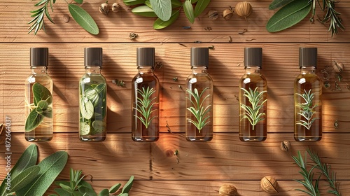 herbs and spices on a wooden table