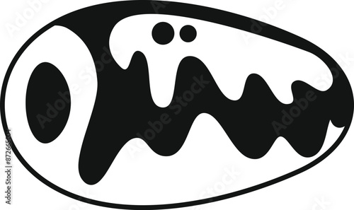 Simple illustration of a mussel with a wavy shell in black and white