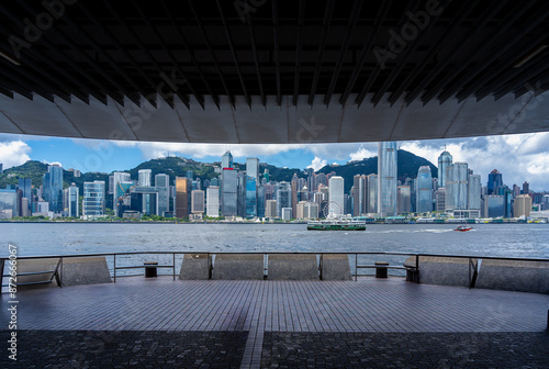 Canvas Print Cityscape and skyline at Victoria Harbour in Hong Kong city